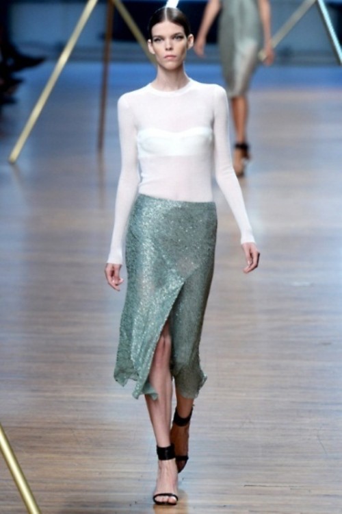 an asymmetric seafoam sequin midi skirt is an out of the box and bold idea to rock at a party