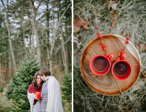 Cozy And Intimate Christmas Tree Farm Love Shoot