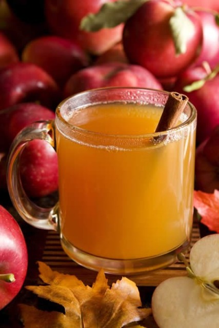 apple cider with cinnamon sticks is a perfect fall drink for a wedding or a bridal shower