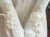 vintage-inspired white knit mittens detailed with patterns and blooms are a dreamy and romantic idea for a vintage-inspired wedding
