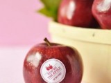 fresh apples with stickers are a nice idea for everyone – they will make your guests healthy and happy