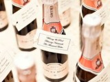 mini bottles of fresh wine or champagne are always good favors for every wedding, not only a summer one