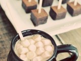 chocolate popsicles on sticks and hot cocoa are all your guests need at a winter or Christmas wedding