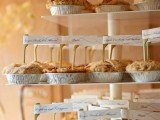 a fall wedding dessert bar with cute and tasty mini pies is right what you need to make your wedding cozier