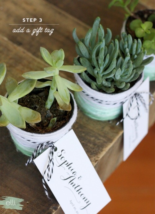 Cute And Personalized Diy Ombre Yarn Succulents Favors