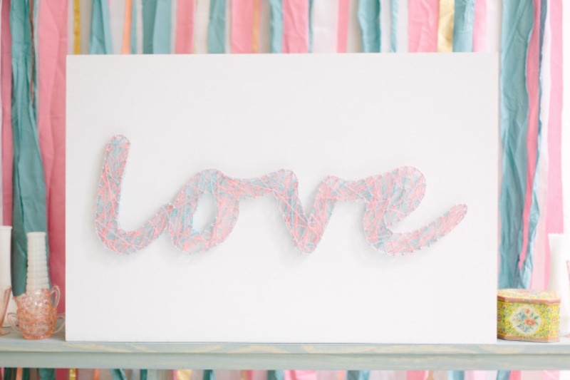 Cute Diy Threaded Love Sign For Your Wedding Decor