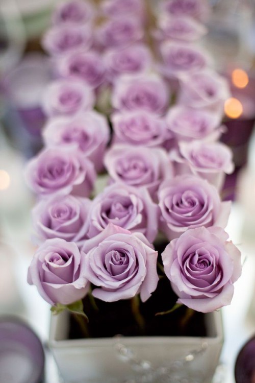 a box with mauve roses is a stylish and bright centerpiece for a beautiful wedding tablescape