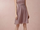 a beautiful mauve chiffon knee bridesmaid dress with a statement necklace is a nice idea for styling your gals
