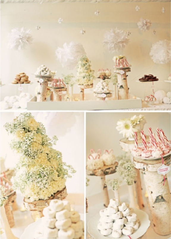 desserts done in white and topped with candy canes are always great for a winter or Christmas wedding