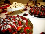 strawberries covered with white and dark chocolate are always a great and super sweet idea of a dessert for any wedding