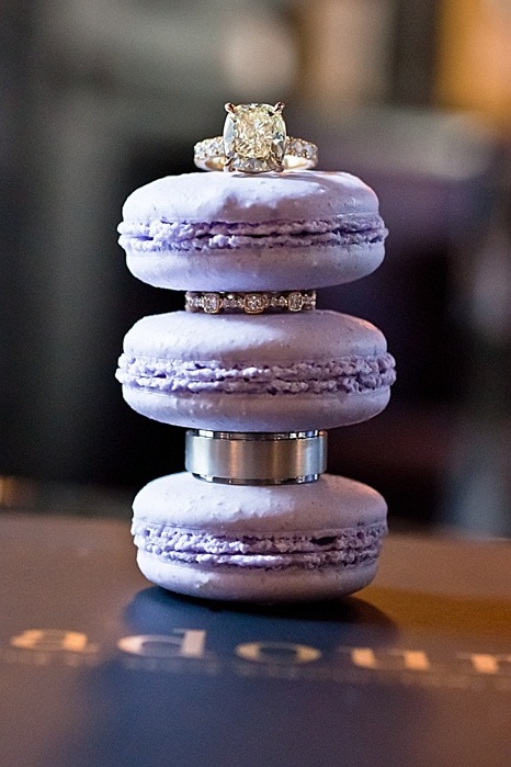 lilac macarons showing off stacked rings are amazing for any wedding, they can be rocked anywhere and anytime