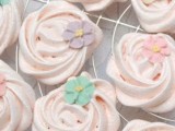 meringue blooms decorated with colorful sugar ones are nice wedding desserts or favors and they look very romantic