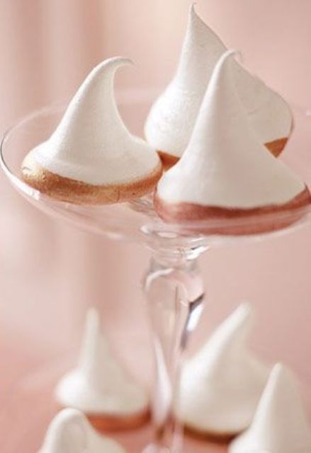 white meringue kisses dipped into caramel are delicious for a wedding, can be served as desserts or used as favors