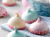 pasel meringue kisses with funfetti on the edges are always a great idea for a wedding dessert table or as wedding favors