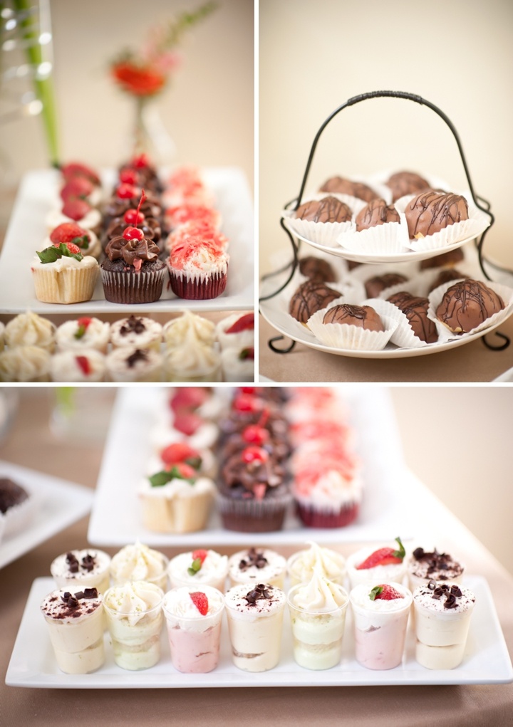 Chocolate petit fours, cupcakes with icing and fresh berries, a variety of shortcakes are all you need