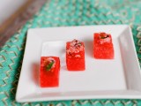 bold fruit jelly with herbs on top is a simple and very fresh summer-like option
