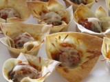 baked cups with bacon and cheese is a timeless idea of a wedding appetizer