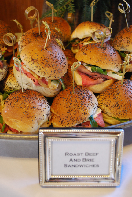 roast beef and brie sandwiches in any size are a hearty appetizer that can be served with beer