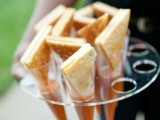 mini sandwiches in cone glasses with tomato sauce is a simple and very affordable idea