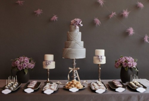 Dessert Table Setting In Chocolate And Creme Colors