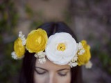 DIY Yellow Silk Fabric Flower Crown