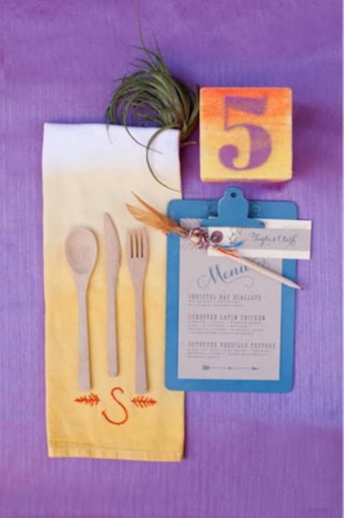 Diy Dip Dyed Napkins With Embroidered Monogram