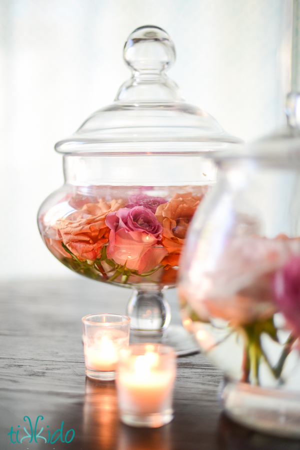 Diy Easy Apothecary Jars And Roses Centerpiece