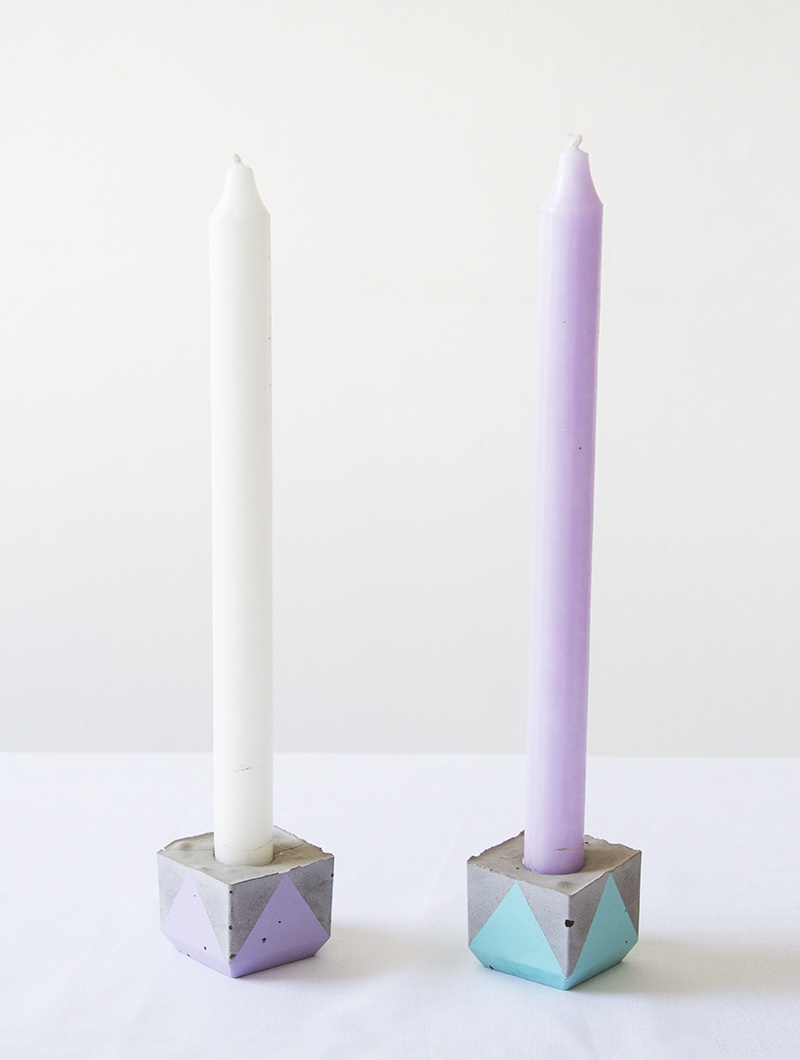 Diy geometric concrete candleholders for table decor  1