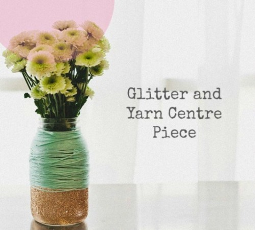 DIY Glitter And Yarn Centerpiece For Your Wedding Table