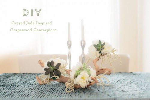 Diy Grapewood Wedding Centerpiece