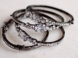 multiple black rhinestone bracelets are a nice bridesmaid favor or bridal accessories for a soft gothic wedding