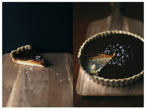 a tart with dark chocolate ganache is a modern and delicious option of a soft gothic wedding dessert