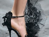 black lace wedding shoes with lace detailing on top