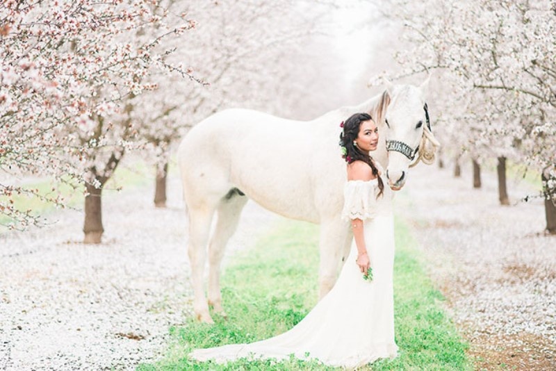 Picture Of dreamy bohemian wedding inspiration at almond orchard  13