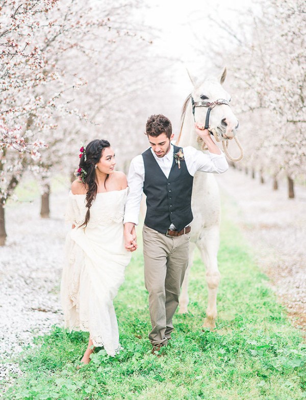 Picture Of dreamy bohemian wedding inspiration at almond orchard  16