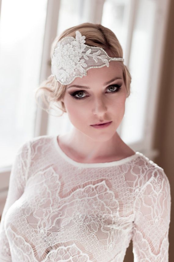 A lace embellished wedding headband will add chic to your vintage or art deco bridal look