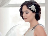a chic art deco embellished floral headpiece will accent your look without looking too much and make it wow