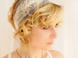 a sheer headband with beaded feathers is a beautiful idea for an art deco bride