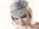 a bold rhinestone headband will make a bold and chic statement in your bridal look