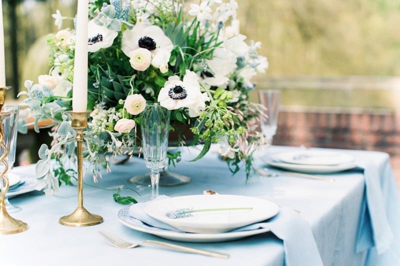 Picture Of elegant dusky blue wedding inspiration at the dutch castle  1