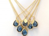 offer gold and navy rhinestone necklaces to your bridesmaids as gifts