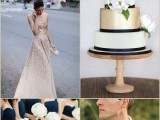 navy and gold wedding ideas, from the wedding dress to the wedding cake