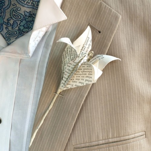 a paper bloom wedding boutonniere is the easiest and simplest solution for many weddings, not only vintage ones