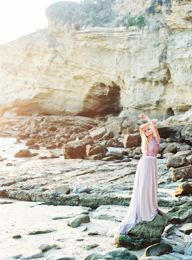 Ethereal seaside bridal shoot with a lavender wedding gown  10