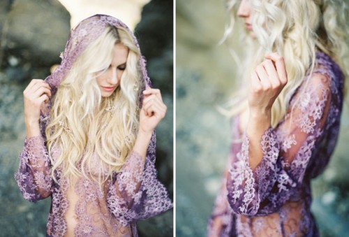 Ethereal Seaside Bridal Shoot With A Lavender Wedding Gown