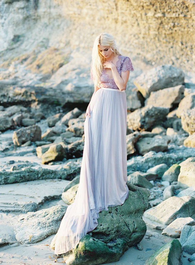 Ethereal seaside bridal shoot with a lavender wedding gown  7