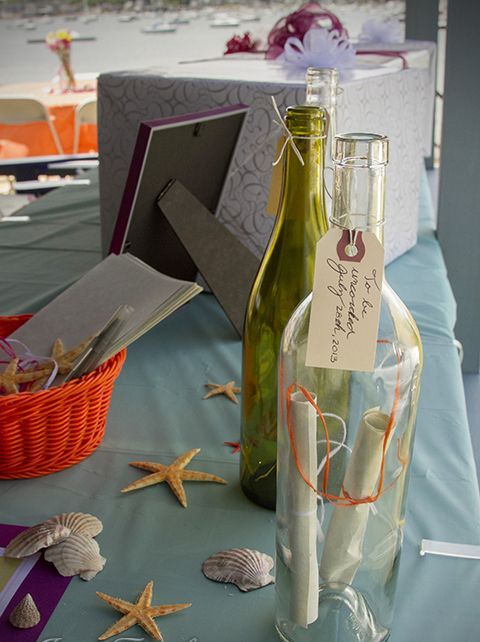 a bottle for wishes from your gals is a cool idea for a beach bridal shower