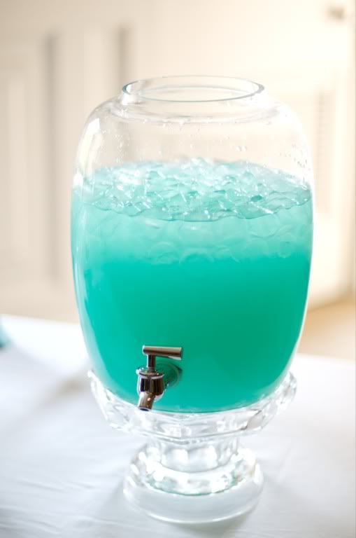 Blue punch is a great signature drink for a beach bridal shower
