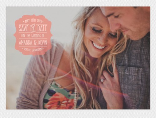 a small and cool save the date with only the couple's photo and some bright printing is all you need for a cool magnet
