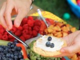 waffles or pancakes with dip and fresh fruits and berries are great food for a light summer bridal shower